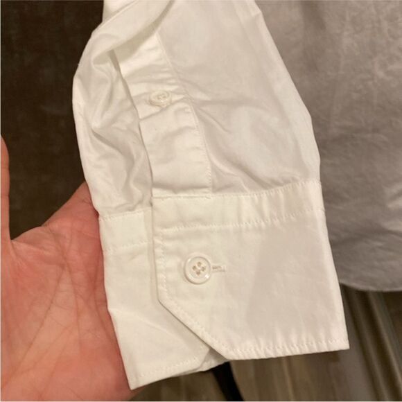 Helmut Lang Cream Asymmetrical Wrap Blouse with Mandarin Collar, XS - Picture 3 of 9